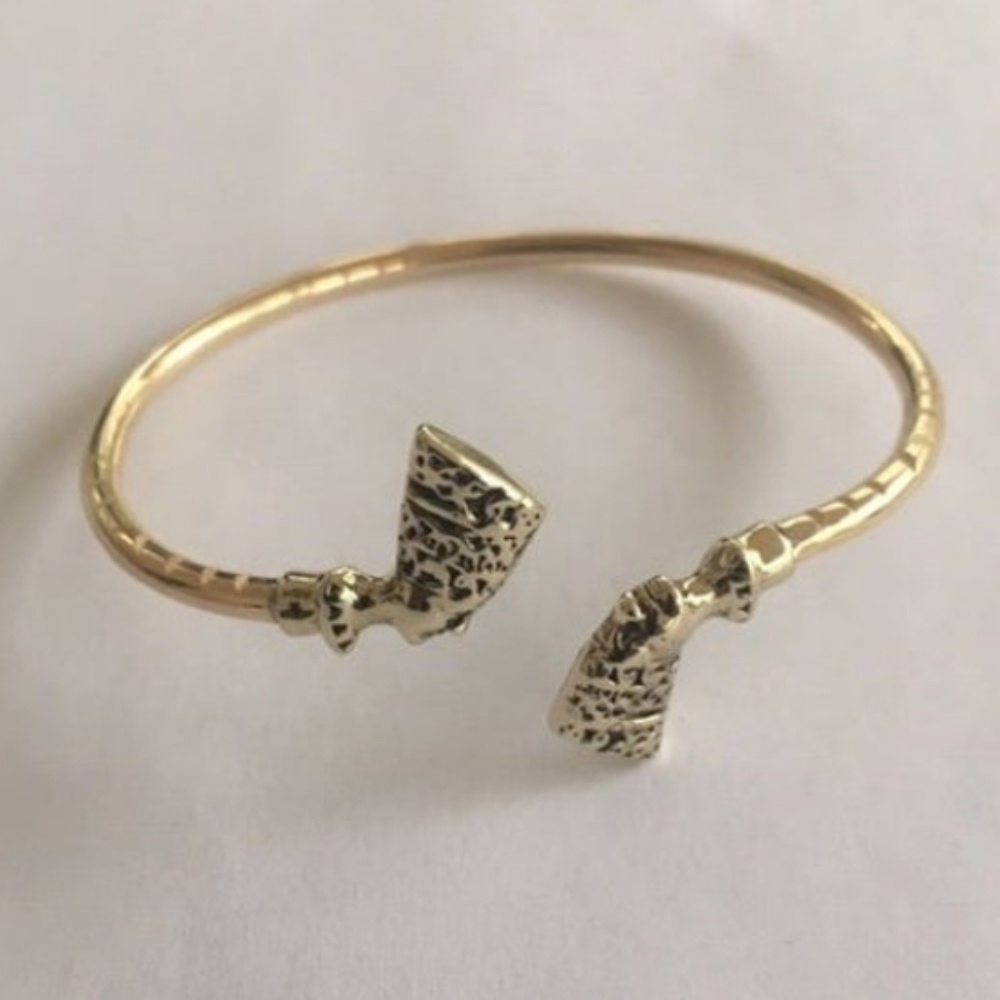 90s Nefertiti Double Head Solid Brass Bangle